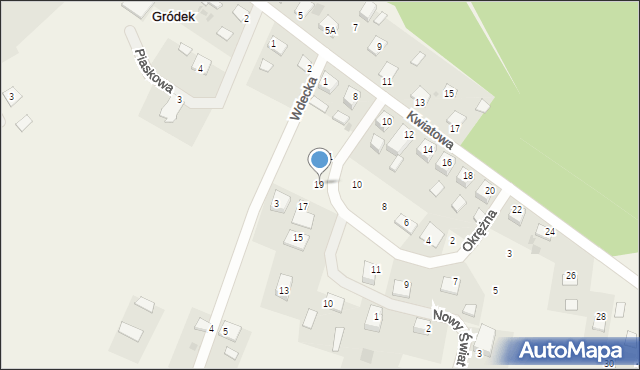 Gródek, Okrężna, 19, mapa Gródek