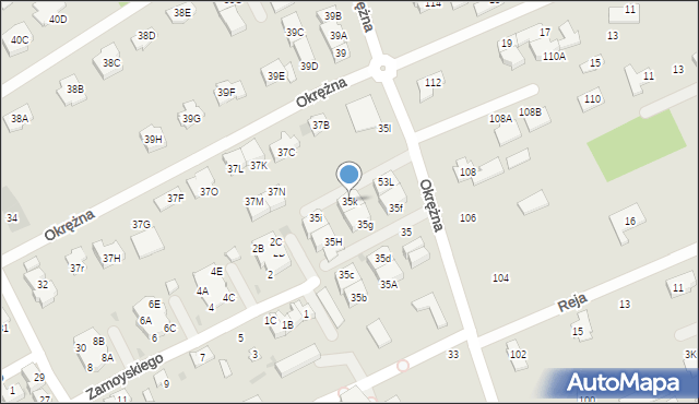 Grodzisk Mazowiecki, Okrężna, 35k, mapa Grodzisk Mazowiecki