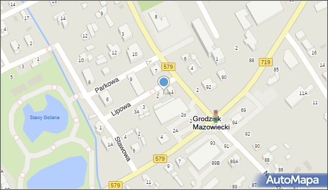 Grodzisk Mazowiecki, Okulickiego Leopolda, gen., 1A, mapa Grodzisk Mazowiecki