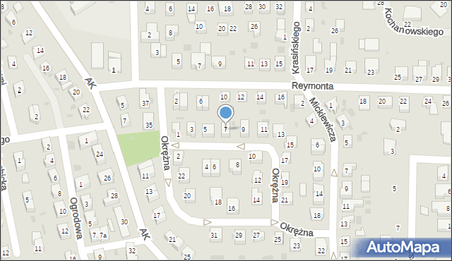 Gryfino, Okrężna, 7, mapa Gryfino