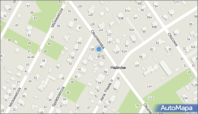 Halinów, Okuniewska, 83, mapa Halinów