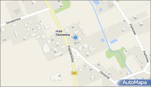 Huta Dłutowska, Okrężna, 22, mapa Huta Dłutowska