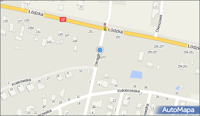 Kalisz, Okrąglicka, 2a, mapa Kalisza