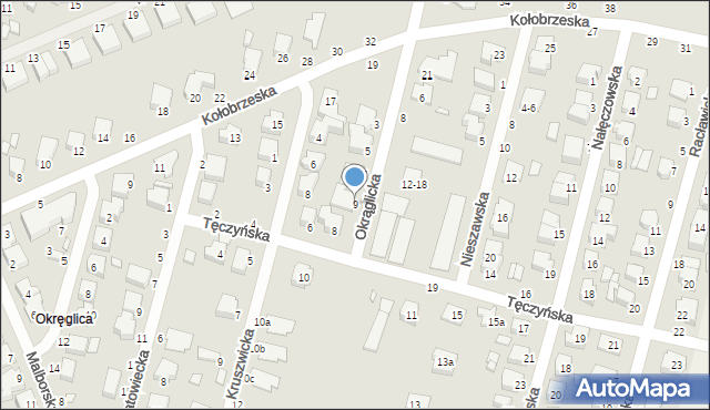 Kalisz, Okrąglicka, 9, mapa Kalisza