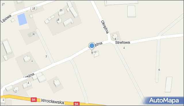 Komorniki, Okrężna, 6, mapa Komorniki