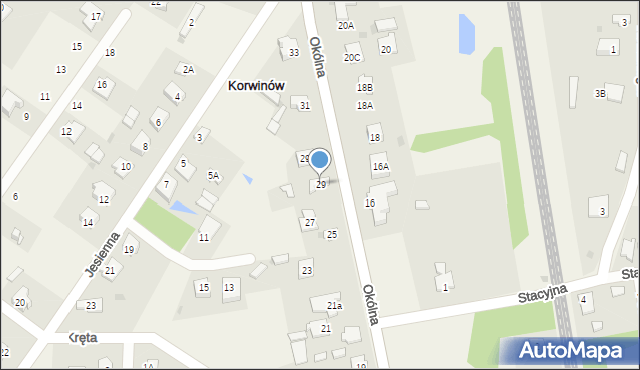 Korwinów, Okólna, 29, mapa Korwinów