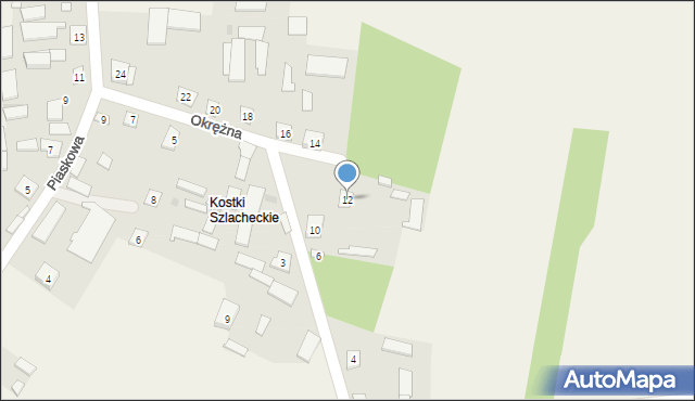 Kostki, Okrężna, 12, mapa Kostki