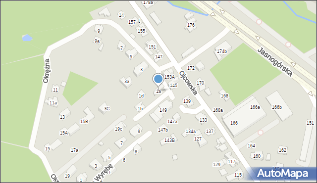 Kraków, Okrężna, 1a, mapa Krakowa