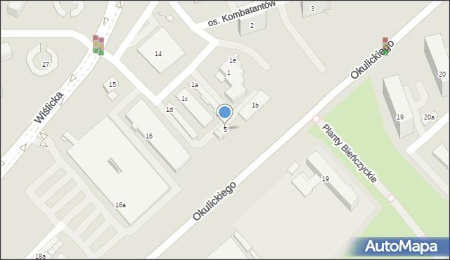 Kraków, Okulickiego Leopolda, gen., 5, mapa Krakowa