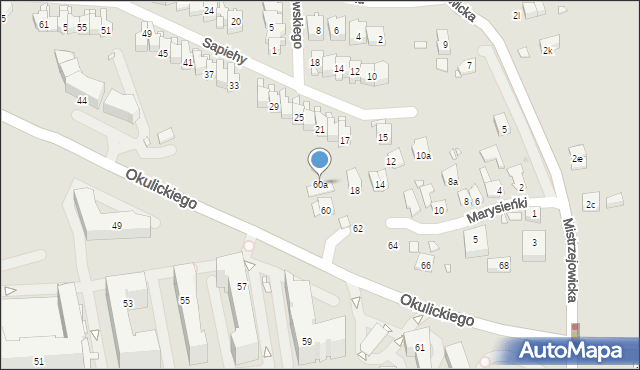 Kraków, Okulickiego Leopolda, gen., 60a, mapa Krakowa
