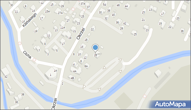 Krosno, Okrzei Stefana, 16, mapa Krosna