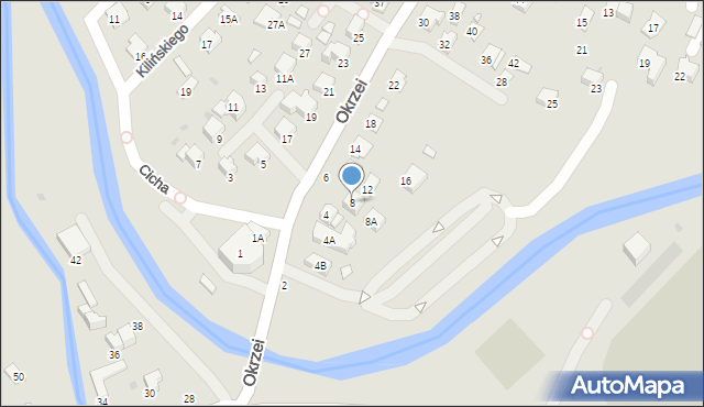 Krosno, Okrzei Stefana, 8, mapa Krosna