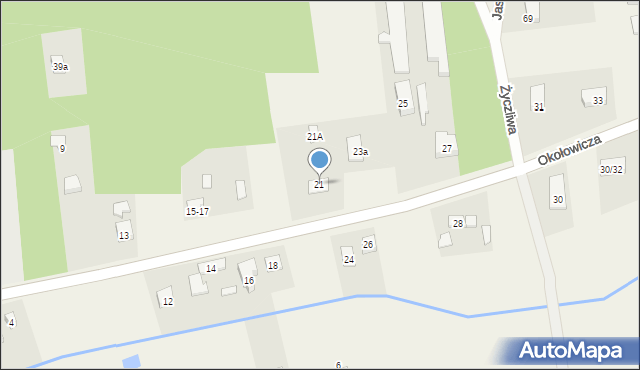 Krzywiec, Okołowicza Konstantego, 21, mapa Krzywiec