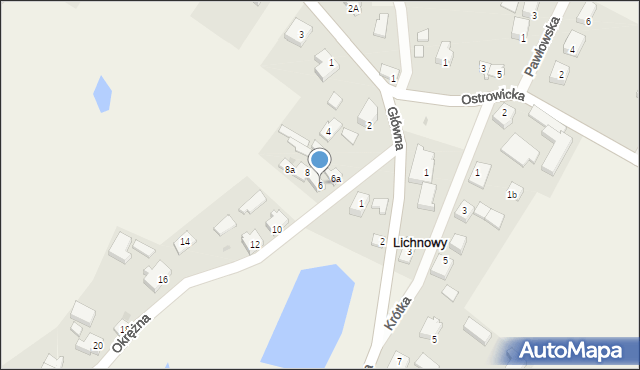 Lichnowy, Okrężna, 6, mapa Lichnowy