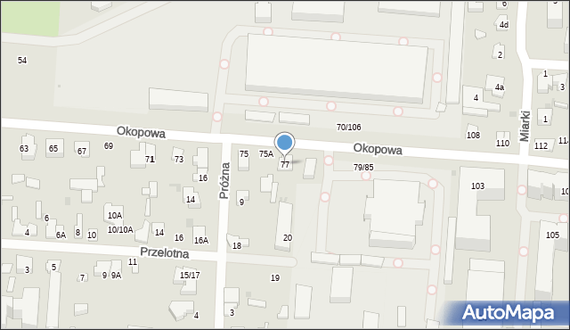 Łódź, Okopowa, 77, mapa Łodzi