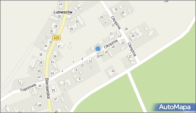 Lubieszów, Okrężna, 14, mapa Lubieszów