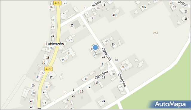 Lubieszów, Okrężna, 17, mapa Lubieszów