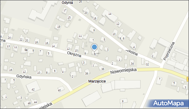 Marzęcice, Okrężna, 6, mapa Marzęcice