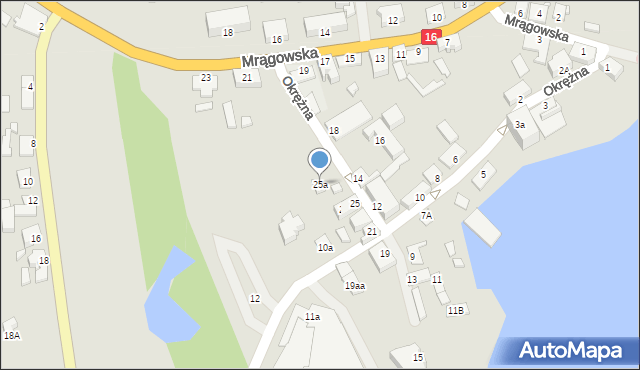 Mikołajki, Okrężna, 25a, mapa Mikołajki