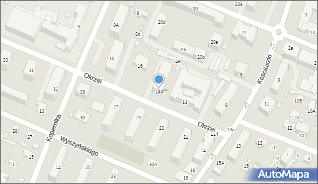 Mińsk Mazowiecki, Okrzei Stefana, 14A, mapa Mińsk Mazowiecki