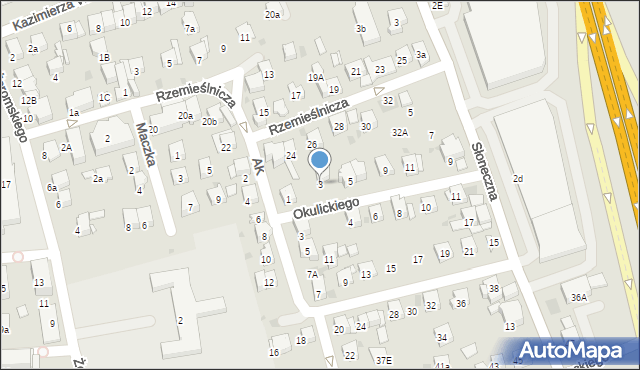 Myślenice, Okulickiego Leopolda, gen., 3, mapa Myślenice