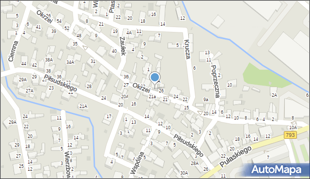 Myszków, Okrzei Stefana, 28, mapa Myszków