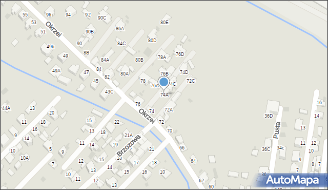 Myszków, Okrzei Stefana, 74A, mapa Myszków