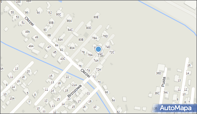 Myszków, Okrzei Stefana, 74B, mapa Myszków