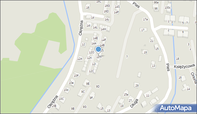 Niepołomice, Okrężna, 12N, mapa Niepołomice