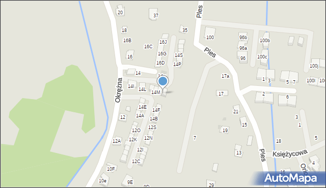 Niepołomice, Okrężna, 14O, mapa Niepołomice