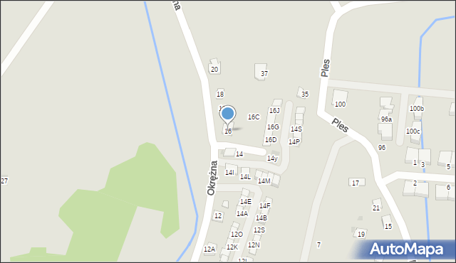 Niepołomice, Okrężna, 16, mapa Niepołomice