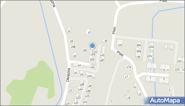 Niepołomice, Okrężna, 16H, mapa Niepołomice