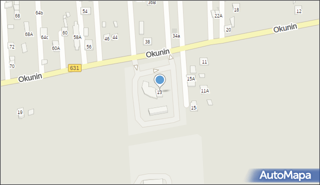 Nowy Dwór Mazowiecki, Okunin, 13, mapa Nowy Dwór Mazowiecki