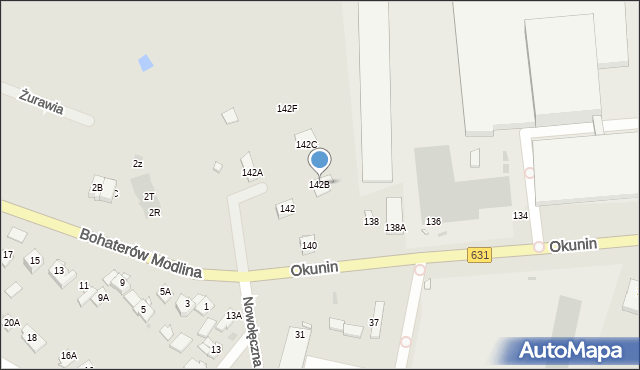 Nowy Dwór Mazowiecki, Okunin, 142B, mapa Nowy Dwór Mazowiecki