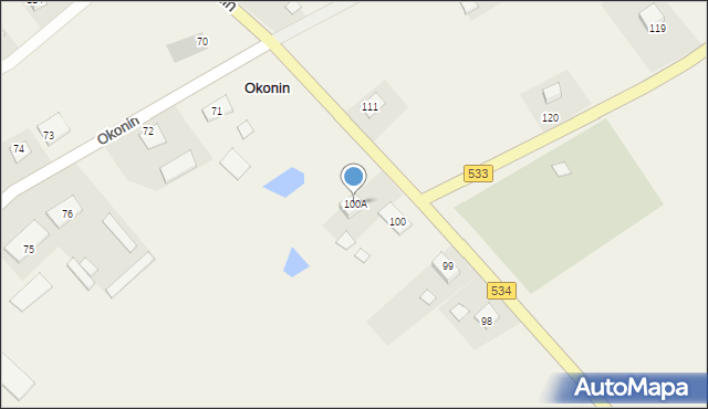 Okonin, Okonin, 100A, mapa Okonin