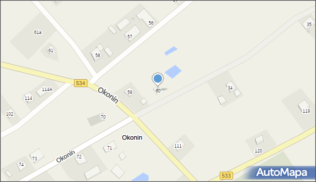 Okonin, Okonin, 60, mapa Okonin