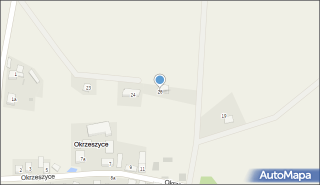 Okrzeszyce, Okrzeszyce, 26, mapa Okrzeszyce