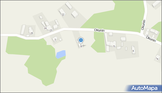 Okunin, Okunin, 4, mapa Okunin