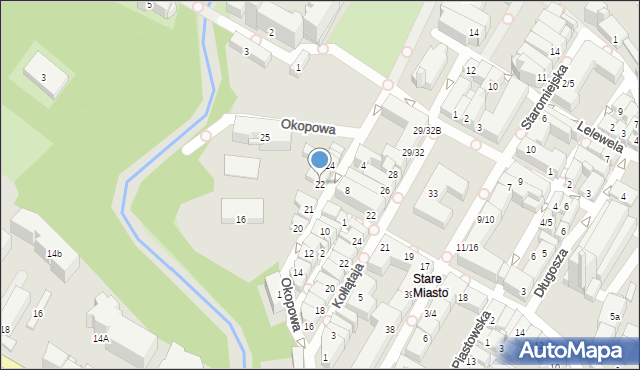 Olsztyn, Okopowa, 22, mapa Olsztyna