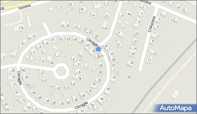 Olsztyn, Okrągła, 24, mapa Olsztyna