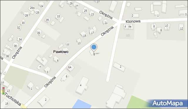 Pawłowo, Okrężna, 8, mapa Pawłowo