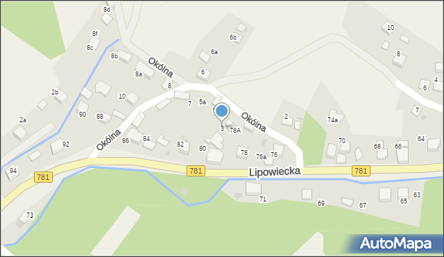 Płaza, Okólna, 3, mapa Płaza