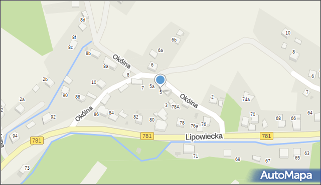 Płaza, Okólna, 5, mapa Płaza