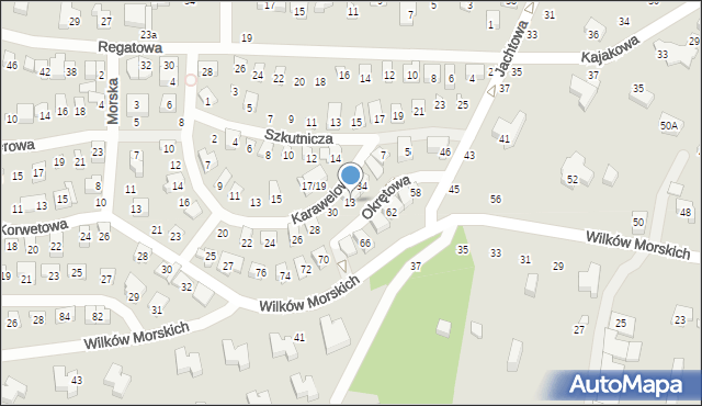 Poznań, Okrętowa, 13, mapa Poznania