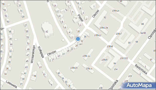 Poznań, Okrzei Stefana, 28, mapa Poznania