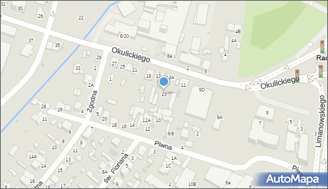 Radom, Okulickiego Leopolda, gen., 13, mapa Radomia