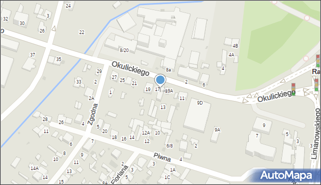 Radom, Okulickiego Leopolda, gen., 15, mapa Radomia