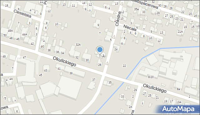 Radom, Okulickiego Leopolda, gen., 28, mapa Radomia