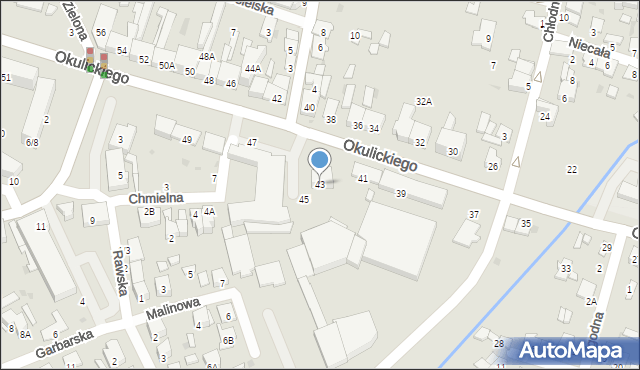 Radom, Okulickiego Leopolda, gen., 43, mapa Radomia