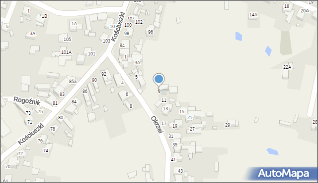 Rogoźnik, Okrzei Stefana, 9, mapa Rogoźnik